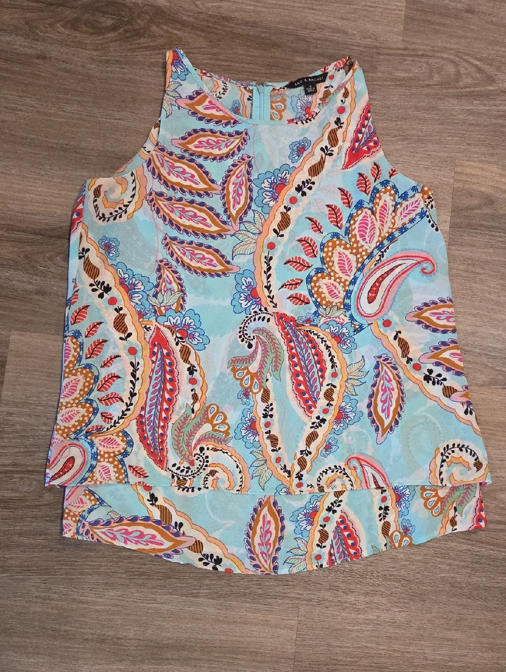 Zac & Rachel Floral Paisley Halter Tank Top in Light Blue, Pink, Orange